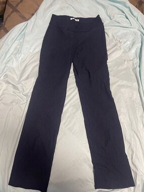 Women's Dark Blue Ribbed Straight-Leg Pants